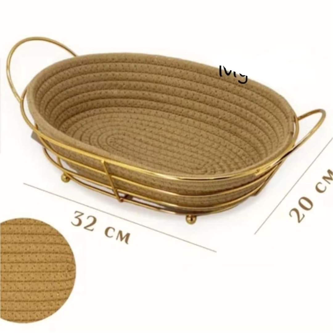 Metal Bread Basket With Wool Bowl