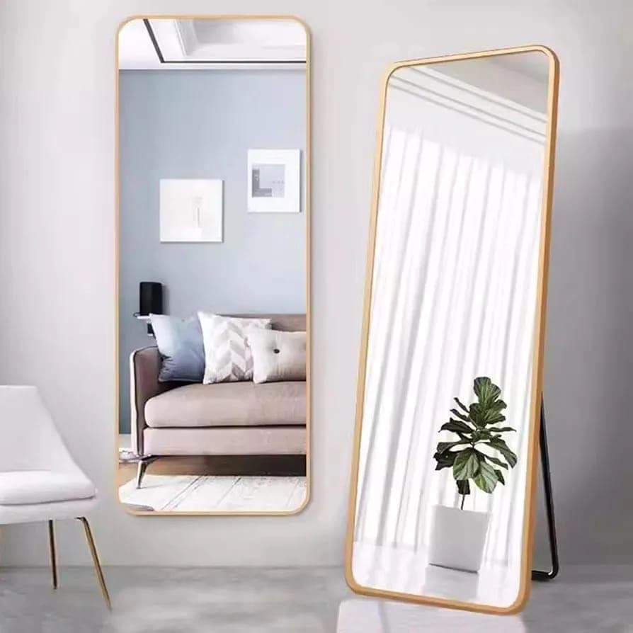 Slim metallic framed rectangular full-length dressing mirror measuring 150 x 40cm for wall mounting or leaning against a wall in bedrooms, dressing areas, hallways, and wardrobes