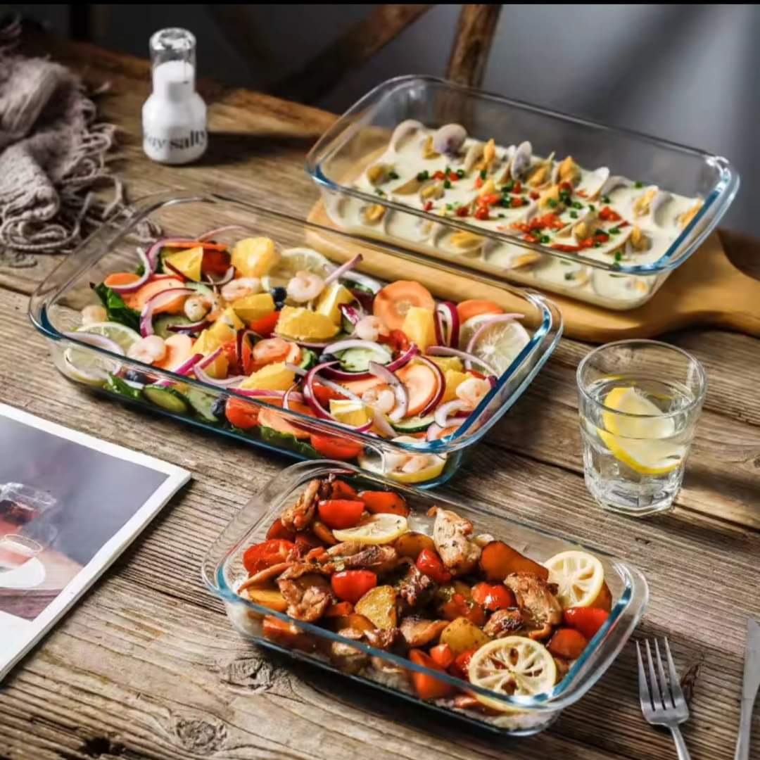 3pcs Glass Baking Tins