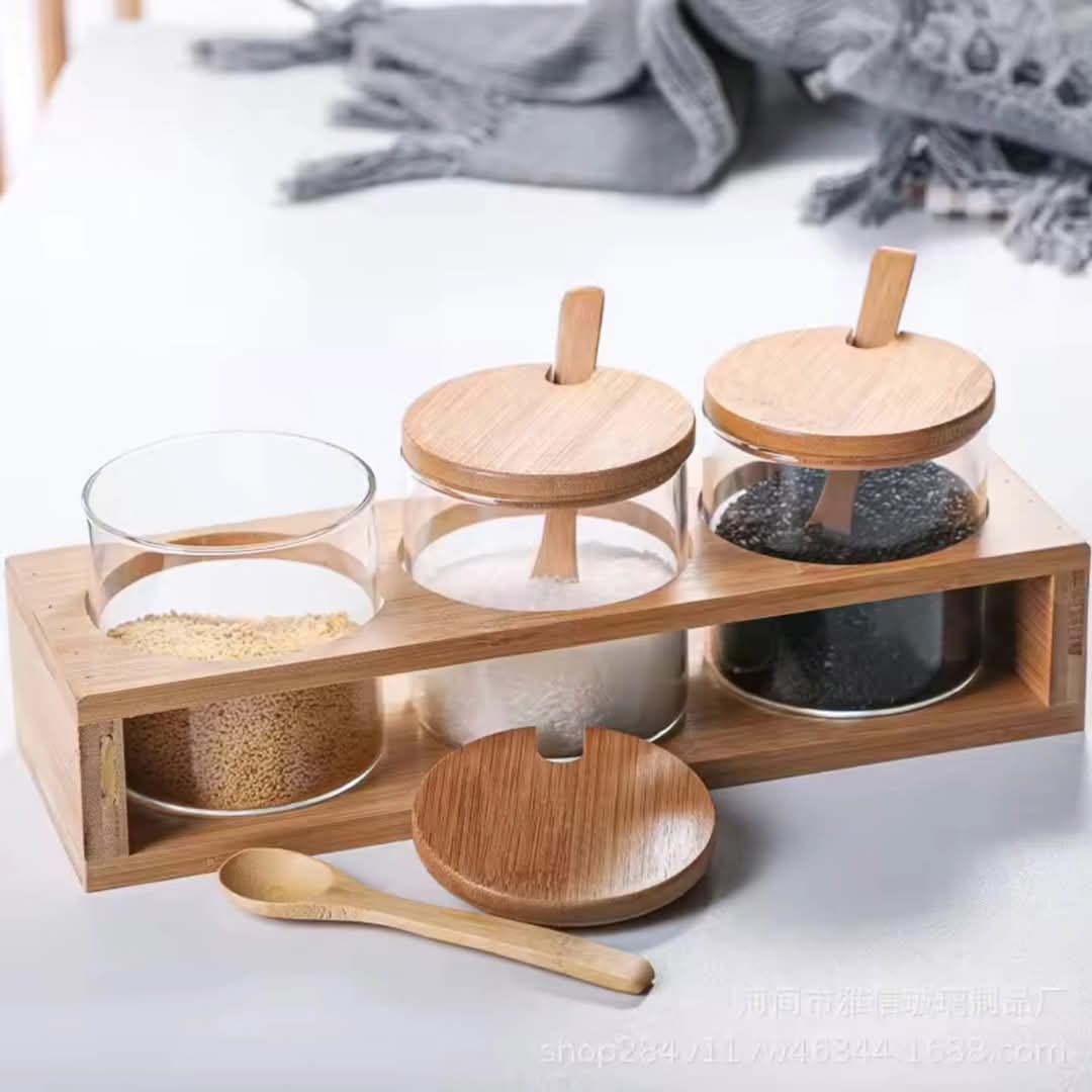 3pcs Canister set with bamboo lid