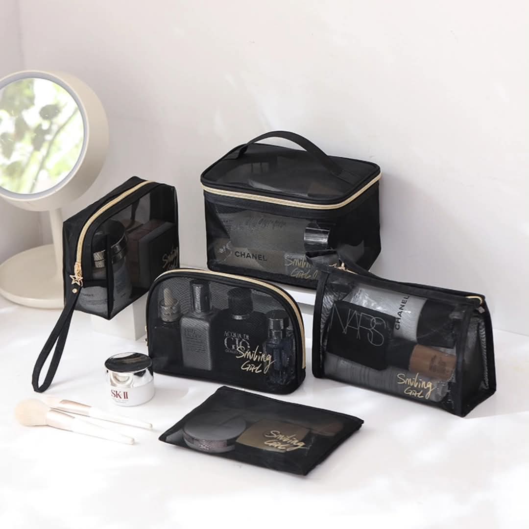 5pc Transparent Mesh Makeup Case Organizer