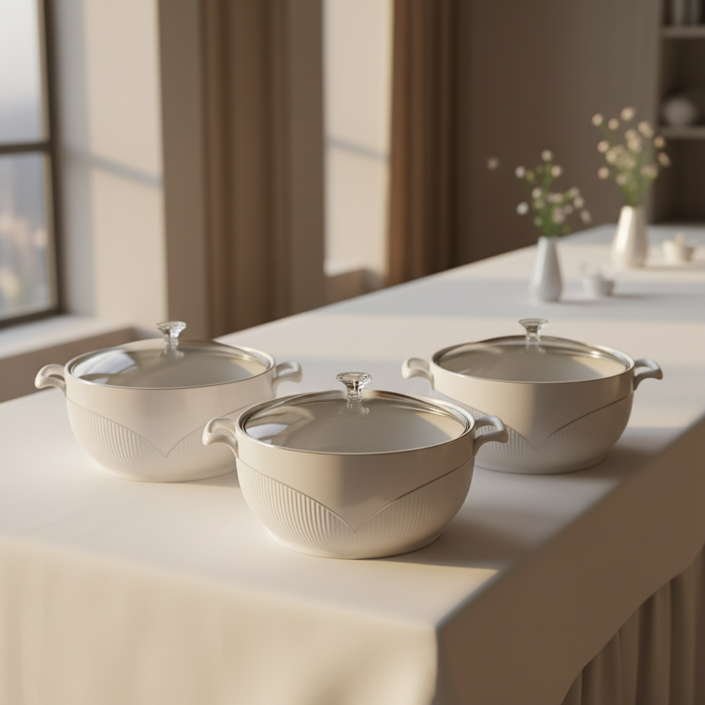 3 Piece Ceramic Serving Casserole Set 3 Liters Each