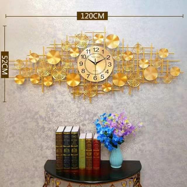 Wrought iron golden wall clock