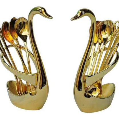 Swarn/duck spoon holder+6pcs Tea spoon