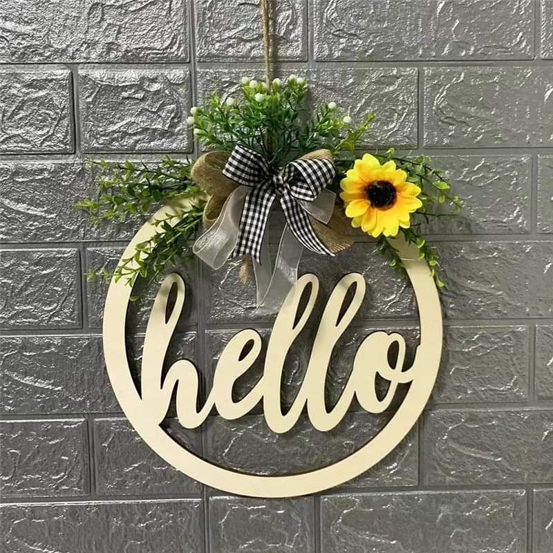 hello sign wreath with lights