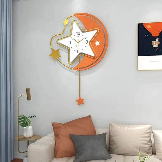 Orange Star Silent  Wall Clock