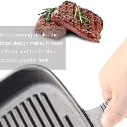 28cm Heavy gauge cast iron square grill pan