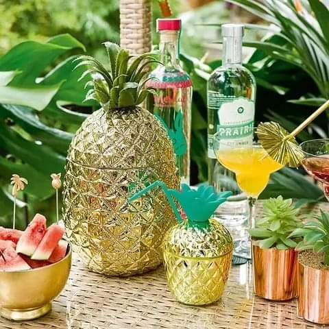 Multifunctional Golden pineapple canister/ice bucket