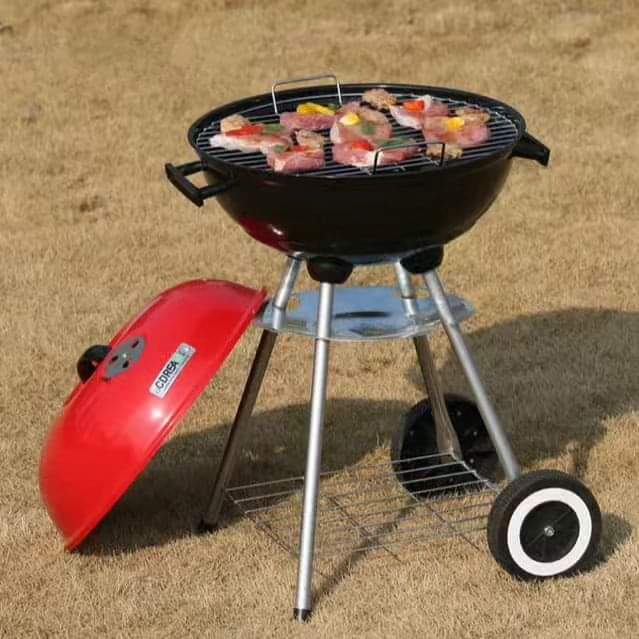 Round Charcoal Barbecue with Portable Trolley