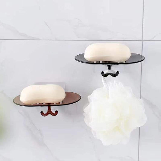 Acrylic wall soap holder with hooks