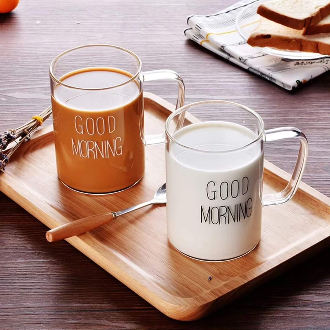 2pcs Good Morning  Glass Mug