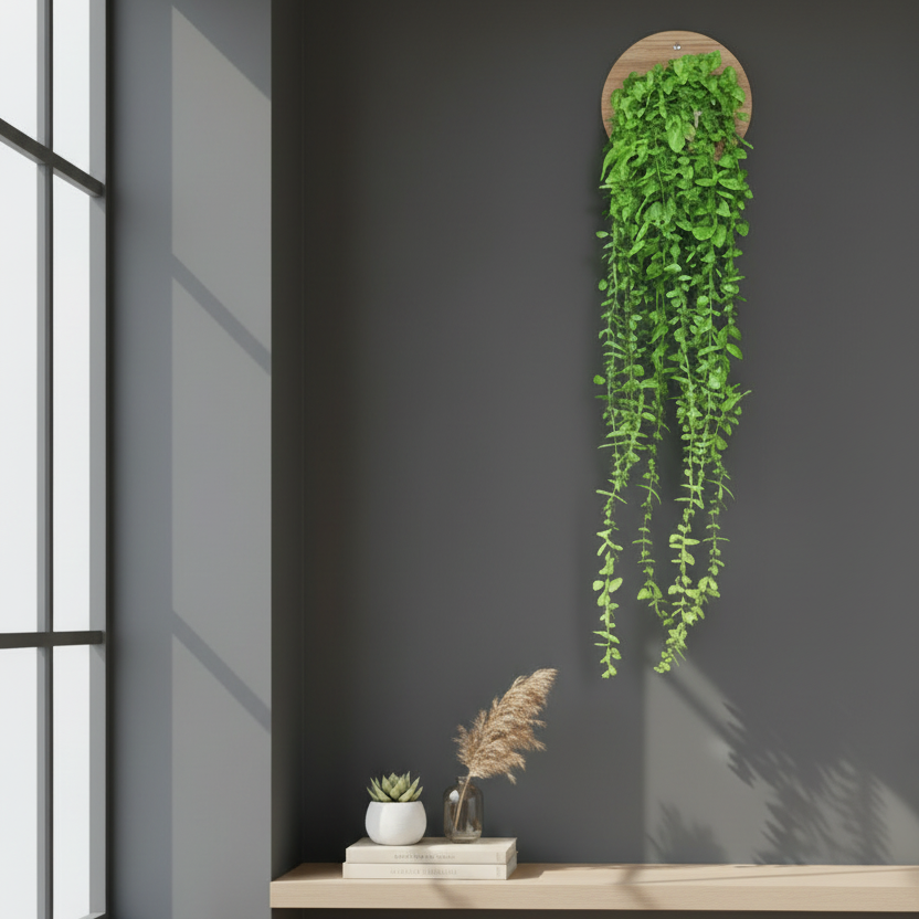 Artificial Hanging Plant with Woven Pot – 90cm