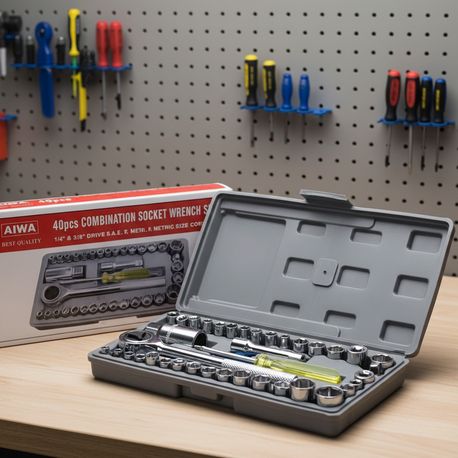 All-in-One 40-Piece Socket and Wrench Tool Set