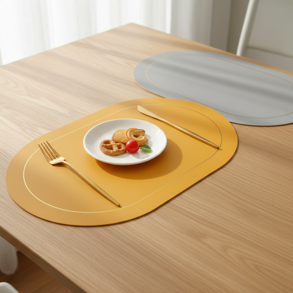 Nordic Double-Sided 6 Piece Leather Anti-Slip Table Mats 45x30cm