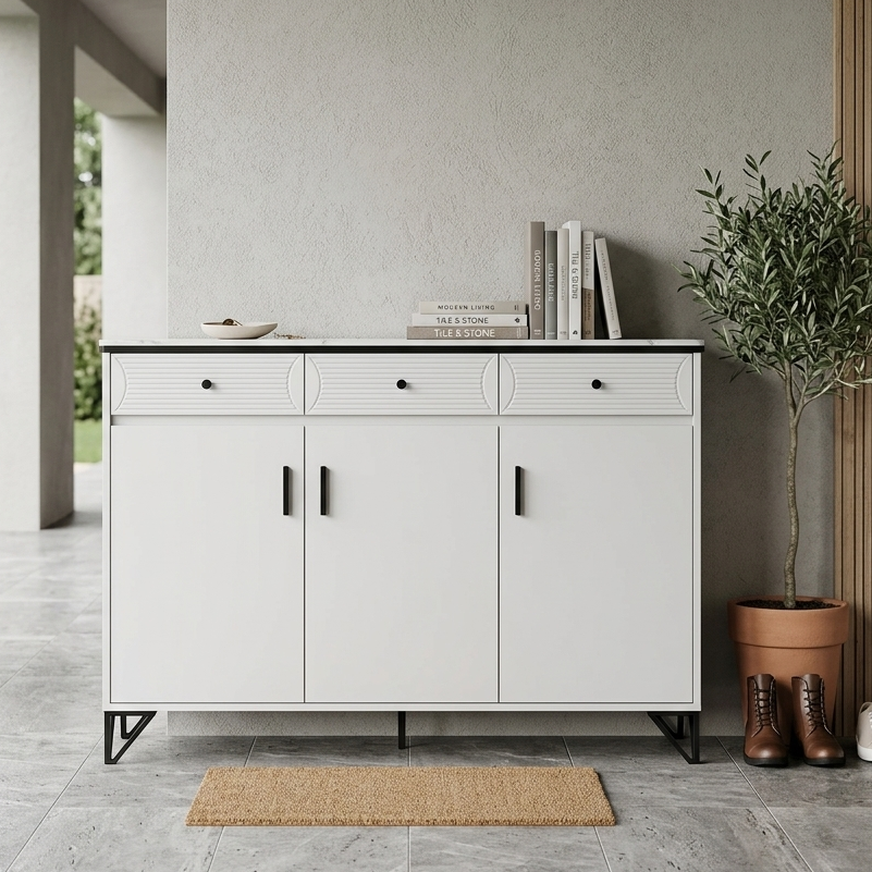 shoe rack storage cabinet for entryway and living room use with large capacity and clean storage design