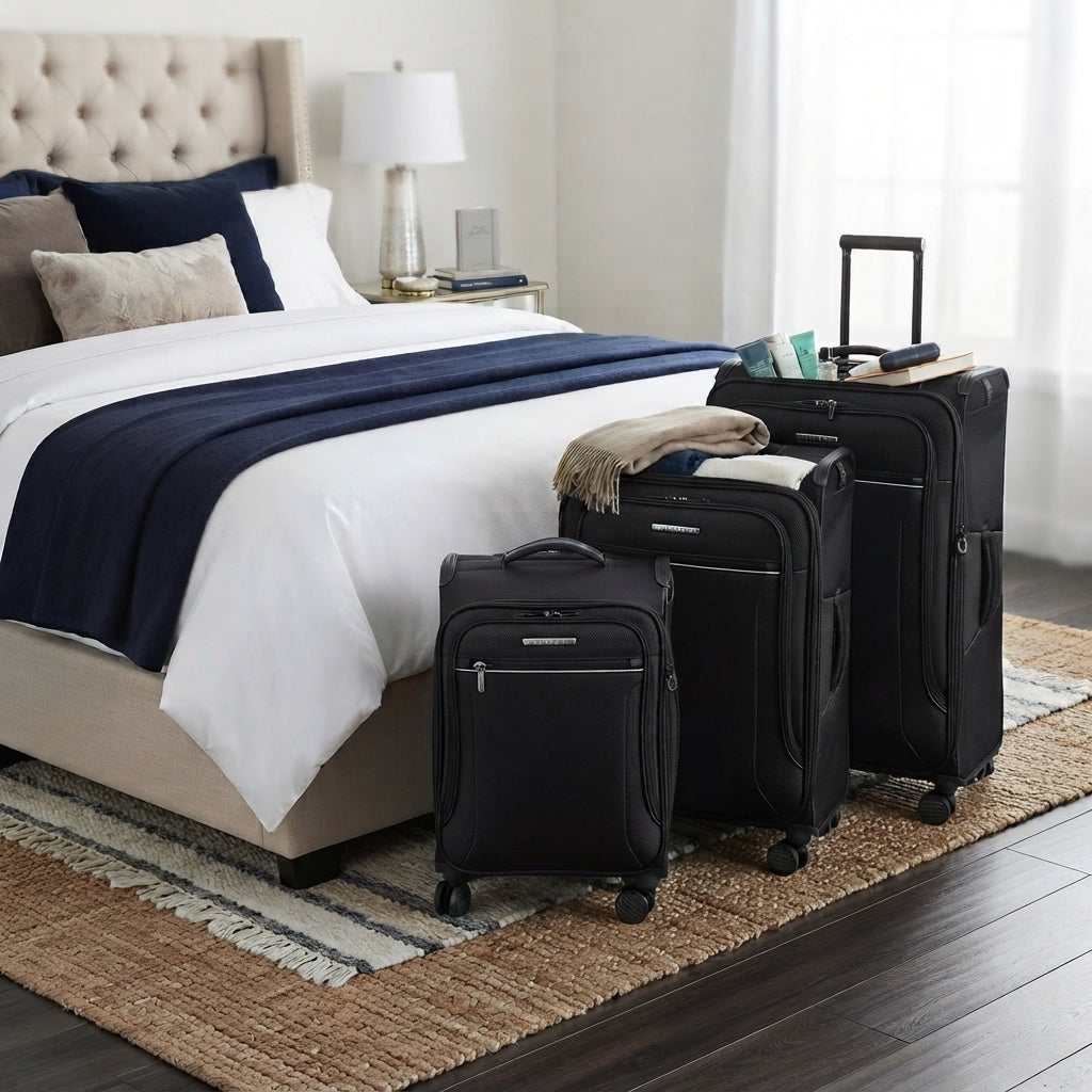 Gemelli Collections Toledo Black Suitcase Set of 3 19 24 29 Inch
