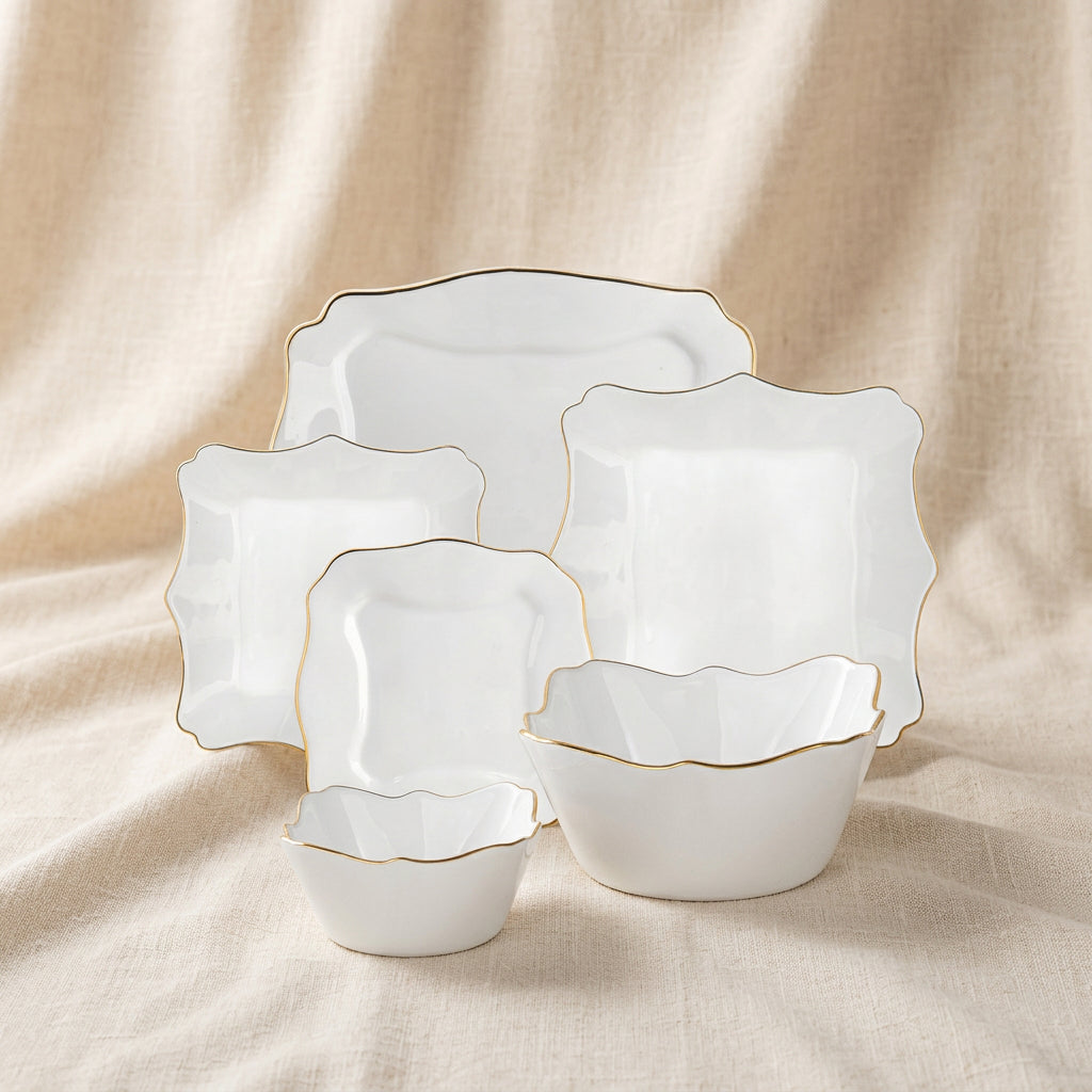 Dinner Set with Mugs, Side Plates, Bowls and Dinner Plates 16 Piece and 24 Piece Options