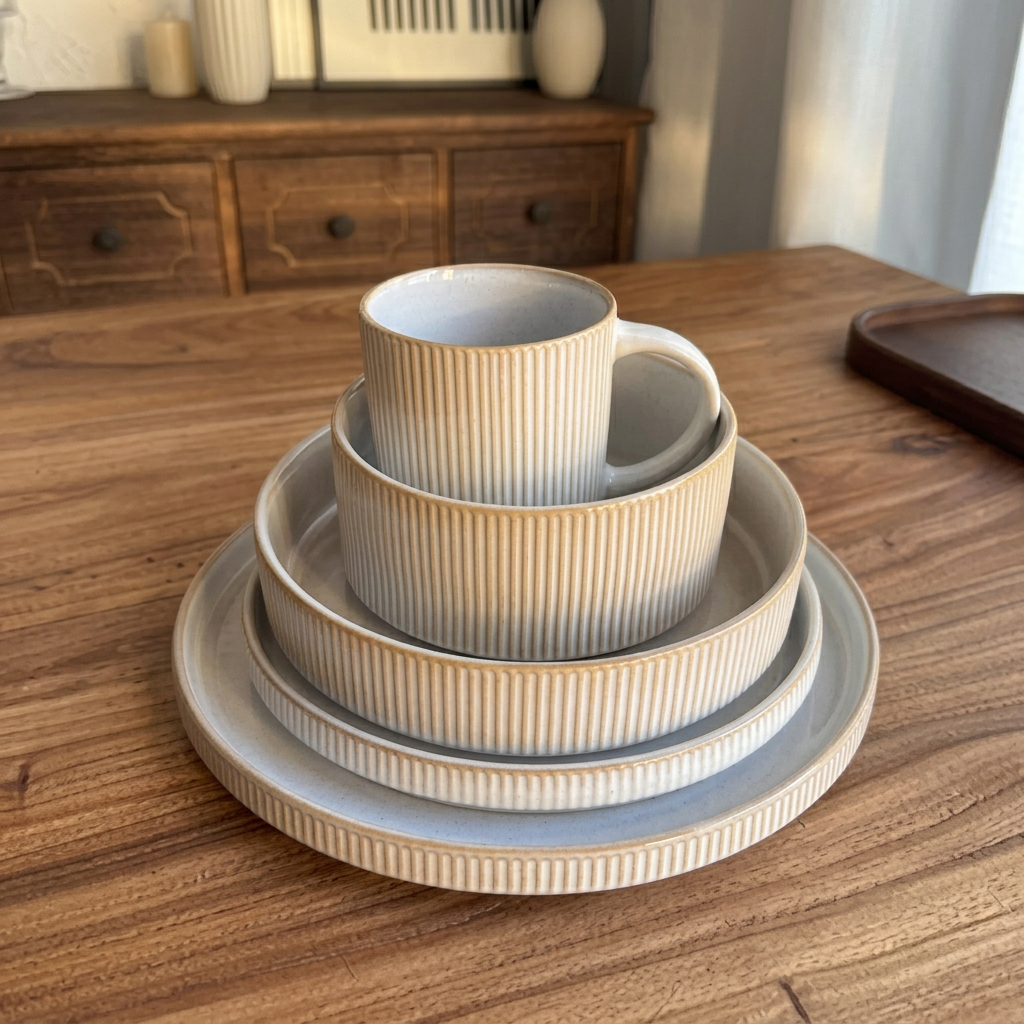 Dinner Set with Mugs, Side Plates, Bowls and Dinner Plates 16 Piece and 24 Piece Options