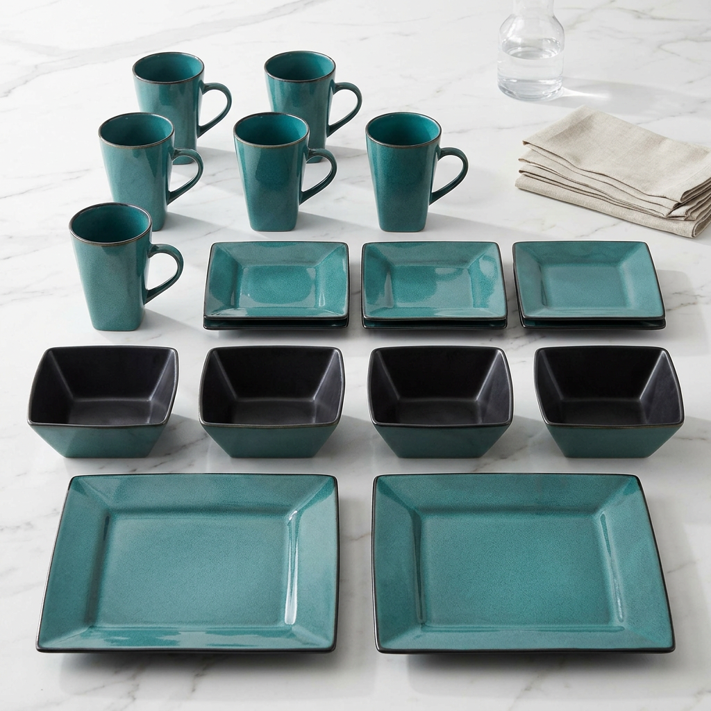 Dinner Set with Mugs, Side Plates, Bowls and Dinner Plates 16 Piece and 24 Piece Options