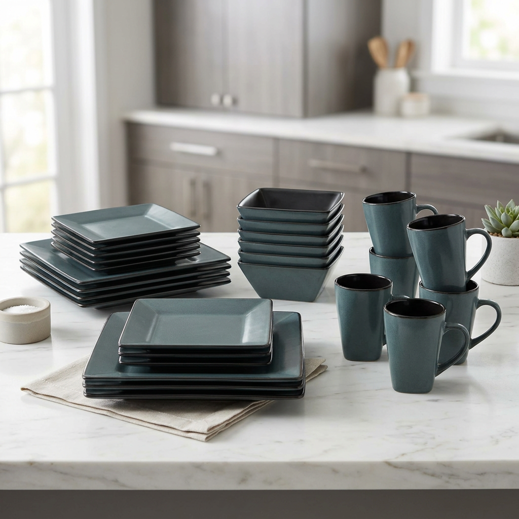 Dinner Set with Mugs, Side Plates, Bowls and Dinner Plates 16 Piece and 24 Piece Options