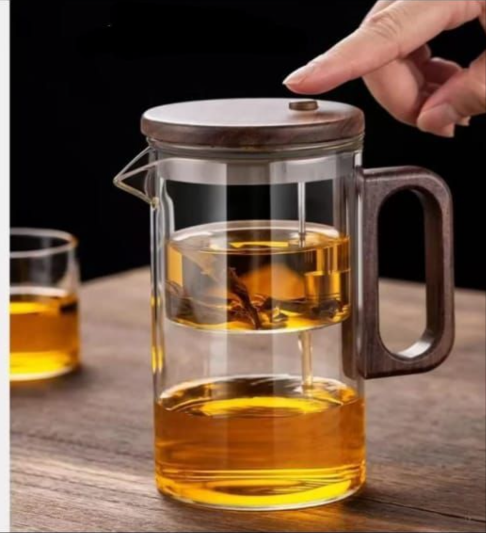 One Press Glass Infuser Teapot 600ml