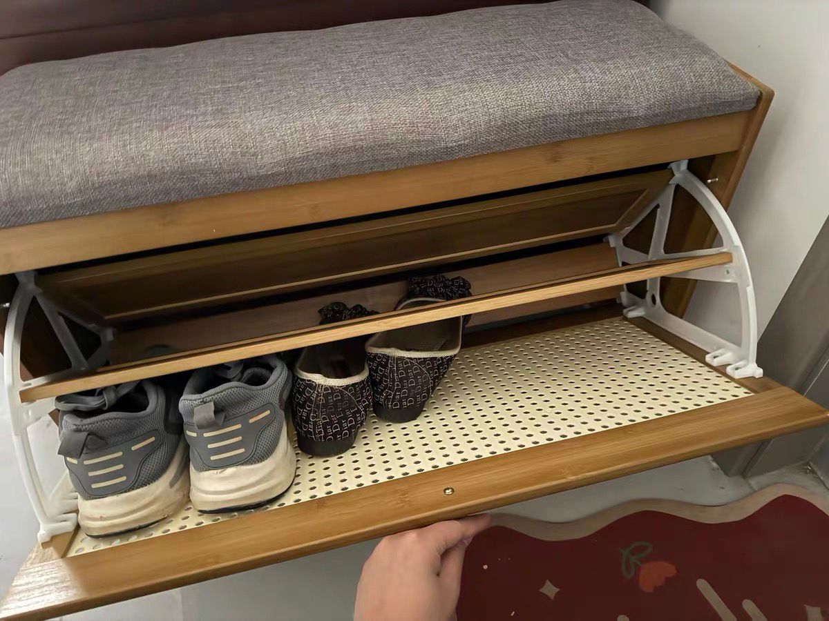 Entryway Wooden Stool Bench Shoe Rack