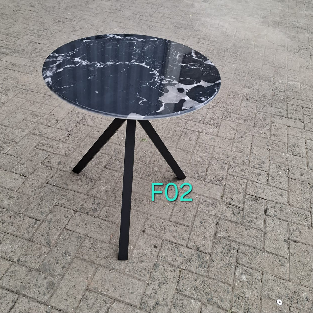 Round Marble Effect Glass Dining Table – 70cm