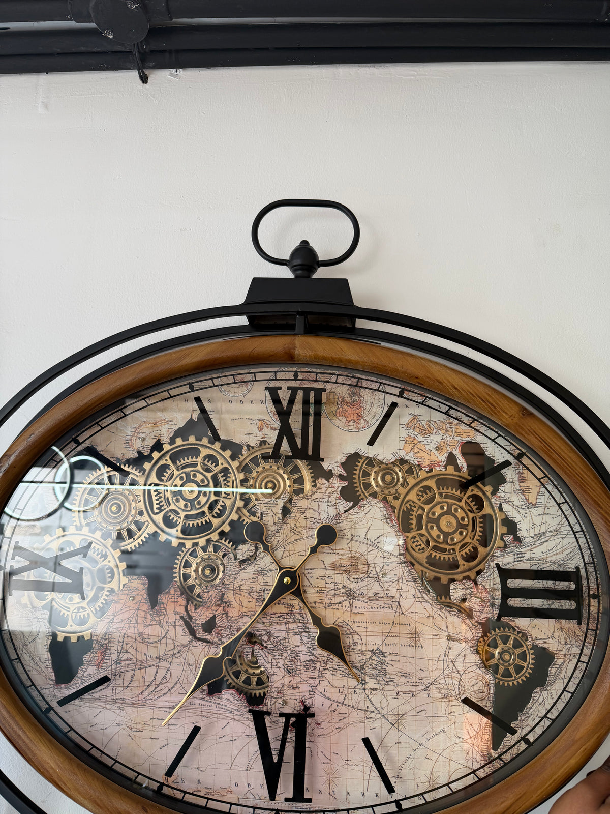 Infinity Time Oval Wood Wall Clock with Moving Gears