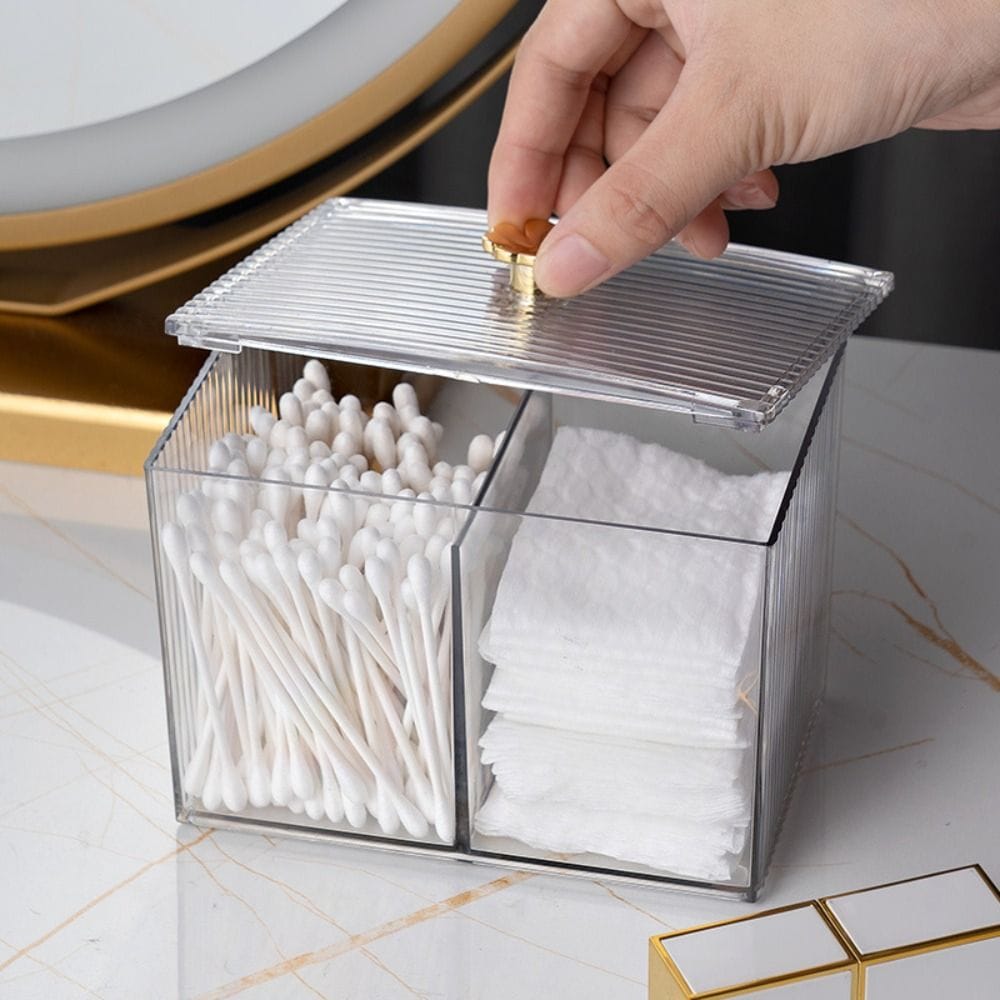 Twin  Acrylic  Cotton Pad Storage Box