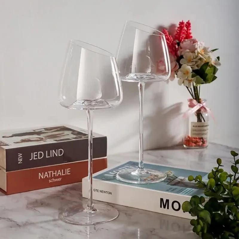 2pc Slanted Wine Glas