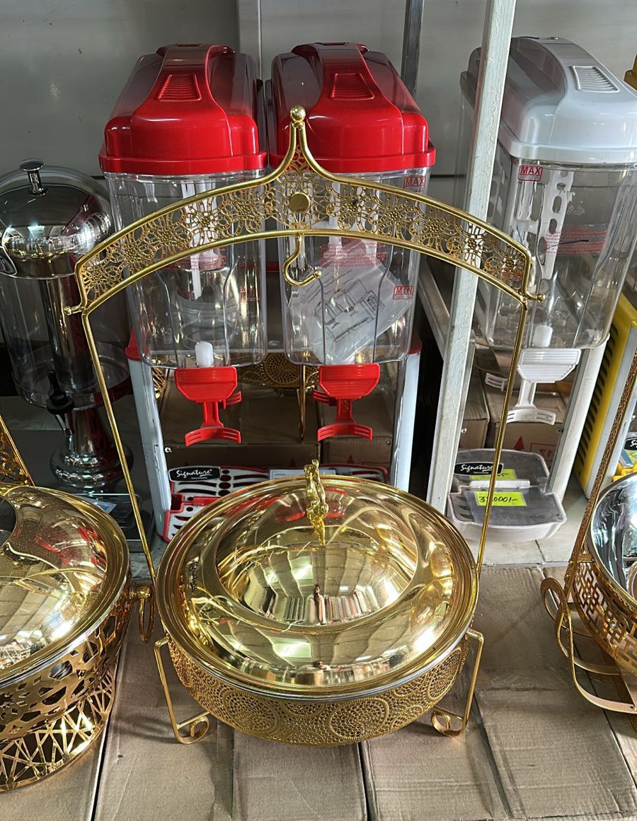8L Round Gold Steel Chaffing dishes