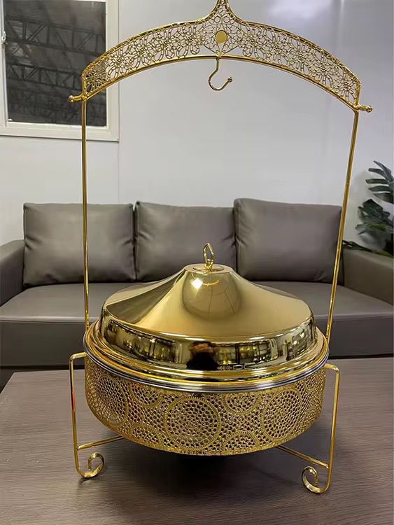 8L Round Gold Steel Chaffing dishes