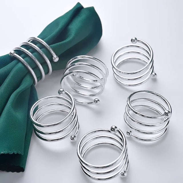 6pcs Silver Napkin Rings