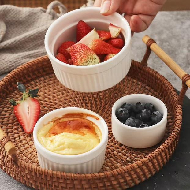 6Pcs Ramekin dessert bowls white