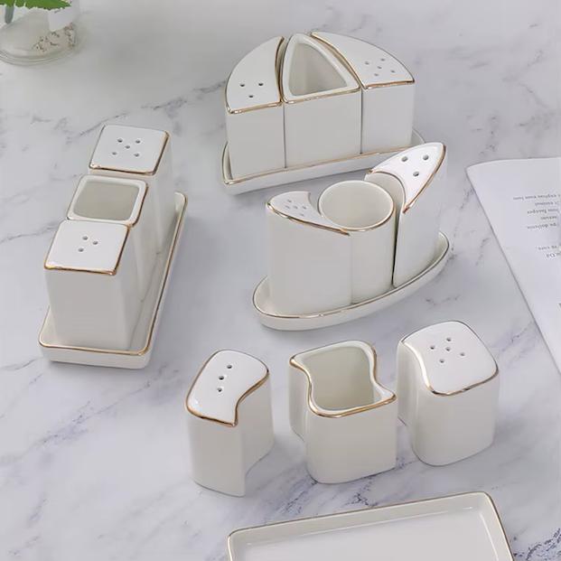 Ceramic gold ring salt shaker