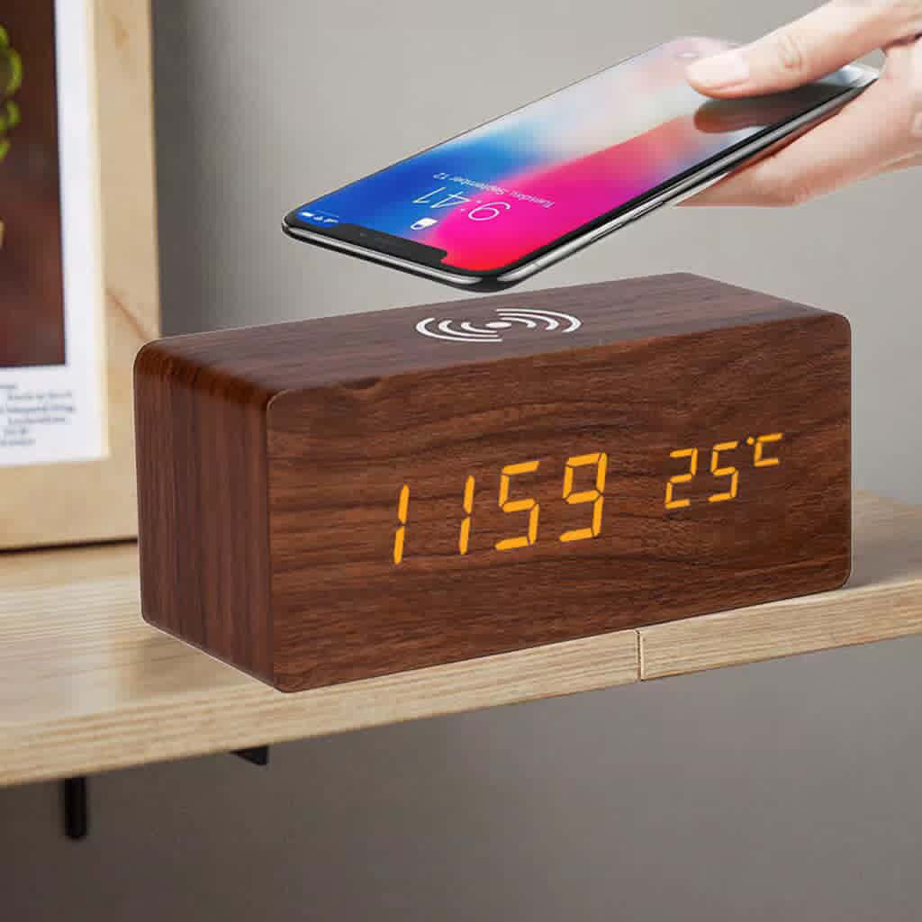 Wireless Bamboo Alarm Clock