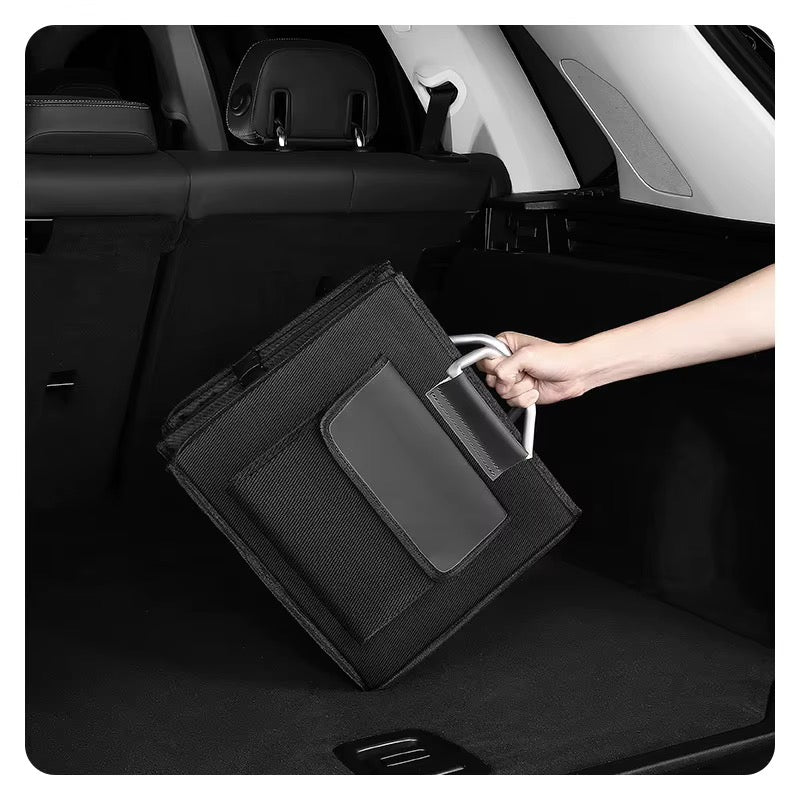 Foldable Car Trunk Storage Box with Shoe Compartment – Black