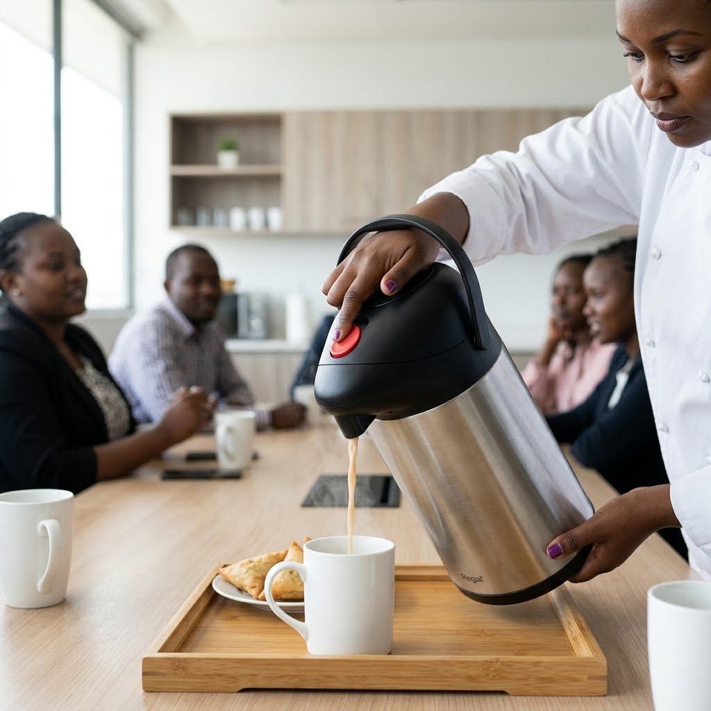 Regal 3.5L press flask with handle stainless steel vacuum thermos for tea coffee and hot water |Buy Regal Flask Nairobi  Kenya