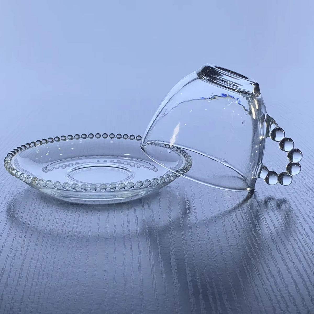 Turkish Coffee Cup Set with Bead Pearl Handle – 6 Cups & 6 Saucers