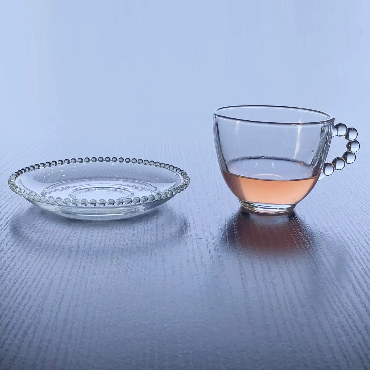 Turkish Coffee Cup Set with Bead Pearl Handle – 6 Cups & 6 Saucers