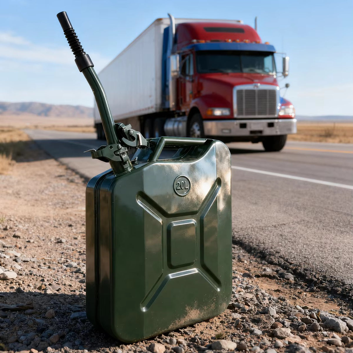 Heavy-duty metallic fuel jerrycan with pouring spout, available in 10L and 20L sizes in Nairobi Kenya