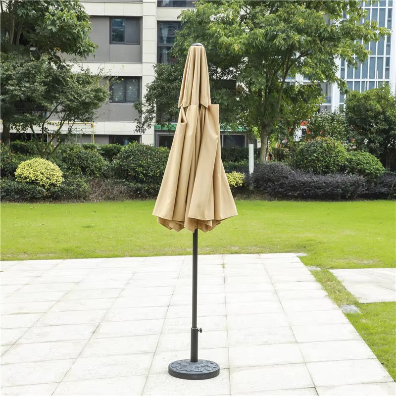 Folding Outdoor Umbrella with Iron Pipe 2.7m – Beige/Maroon