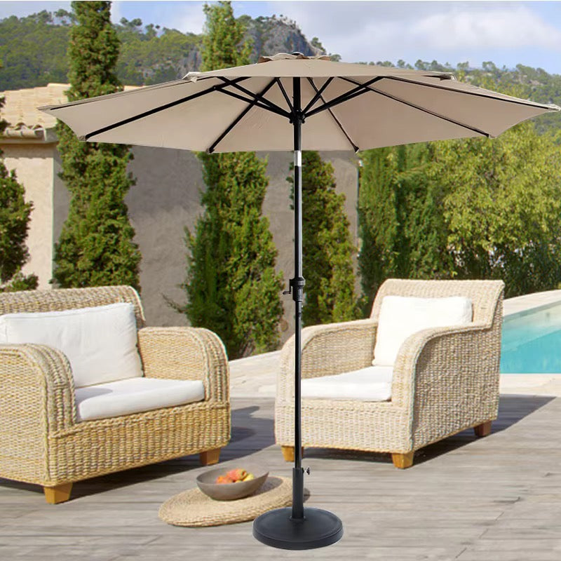 Folding Outdoor Umbrella with Iron Pipe 2.7m – Beige/Maroon