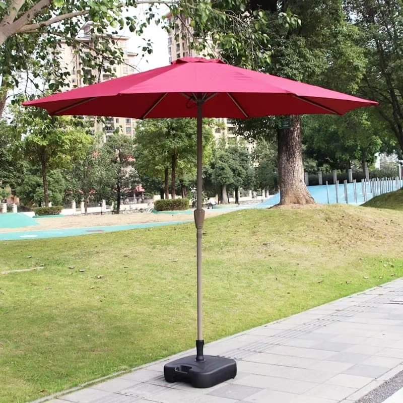 Folding Outdoor Umbrella with Iron Pipe 2.7m – Beige/Maroon