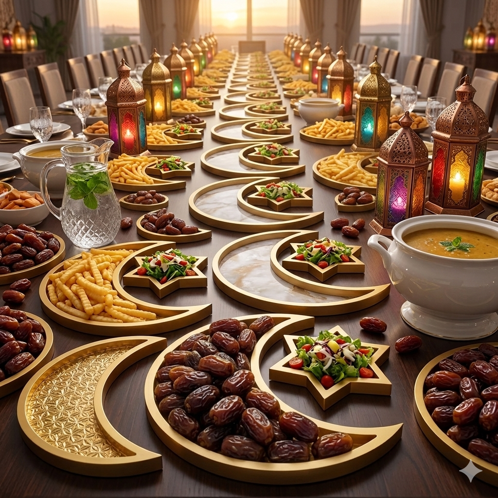 Ramadan Moon & Star Decorative Tray 3pcs– 30cm