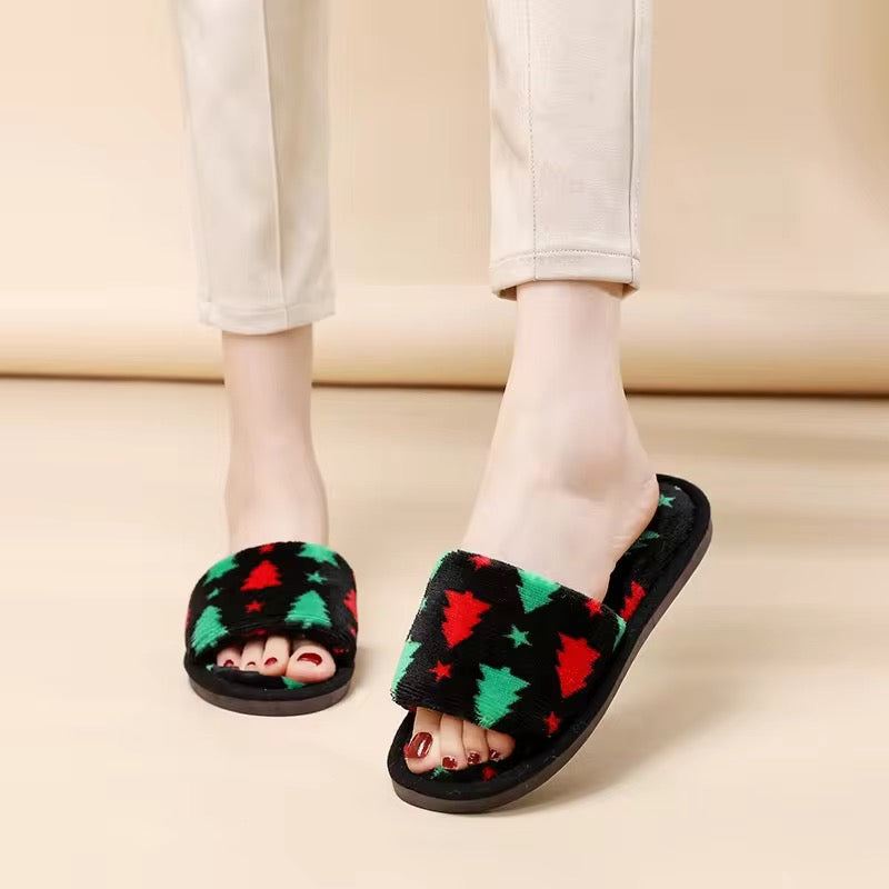 Fuzzy Christmas Indoor Slippers