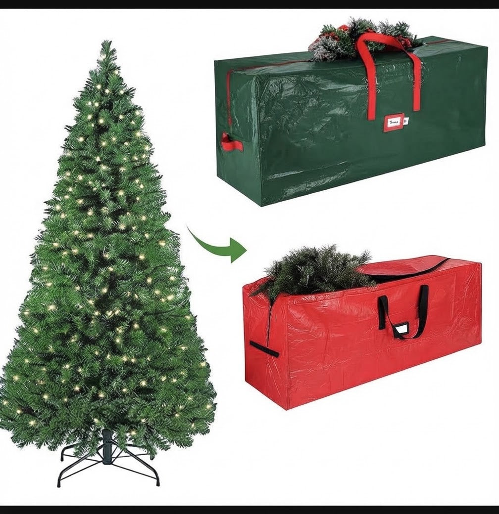 Christmas Decor Storage Bag: Green waterproof, termite-proof and tear-resistant Christmas decoration storage bag for protecting and organizing Christmas decorations during storage.