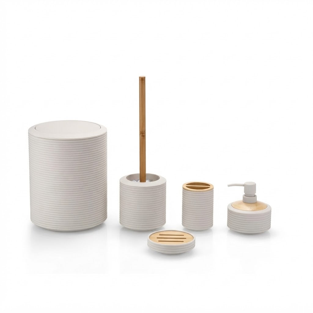 Ruffled 6-Piece Bathroom Accessories Set – PP Bathroom Set