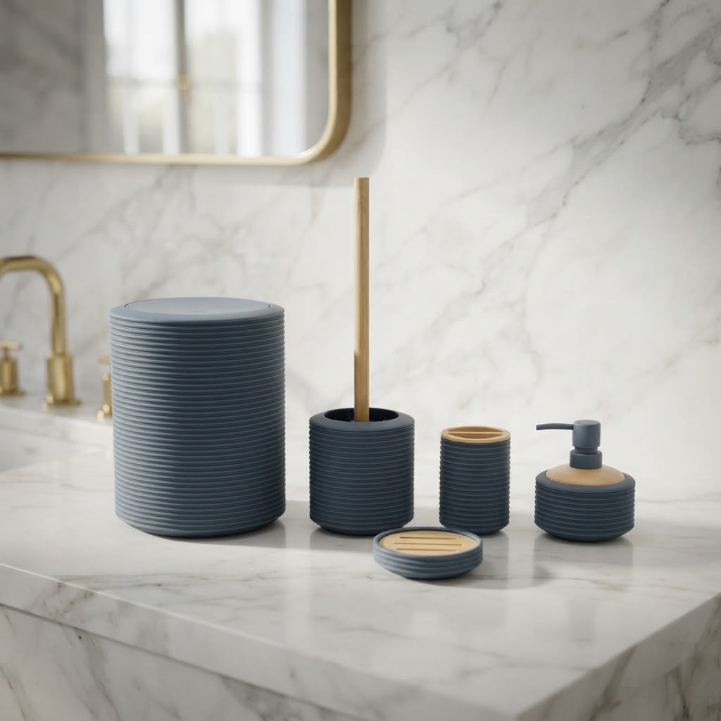 Ruffled 6-Piece Bathroom Accessories Set – PP Bathroom Set