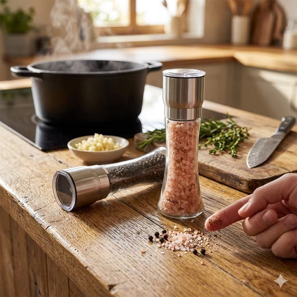 Pepper Grinders – Glass and Stainless Steel